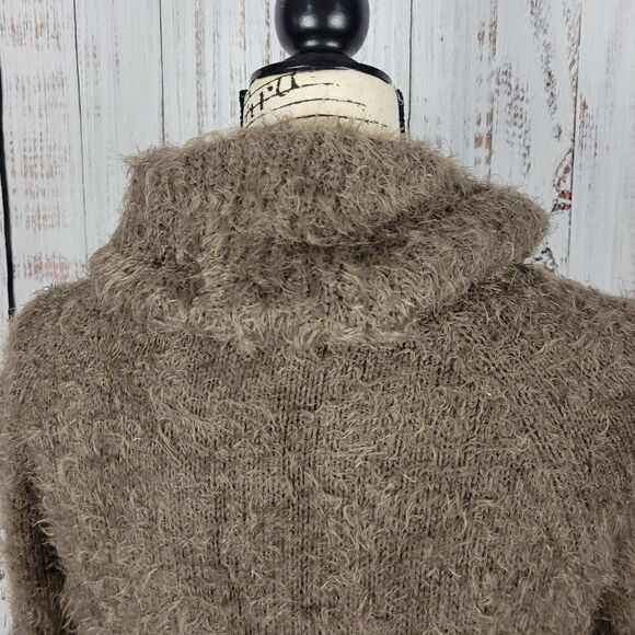 Express Women's XS Loose Fit Light Brown Soft Fur Cowl Neck Cozy Warm Sweater - Picture 6 of 8